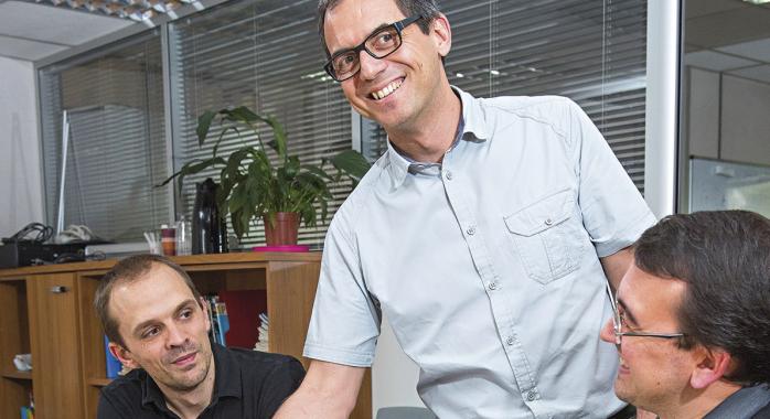 Éric Noirfalise, Laurent Bernard et Hermann Delestre, co-fondateurs de la start-up - © E. Tolwinska