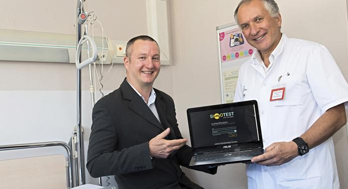 Pierre-Marie Girod-Roux, président de Sinnovial, et le professeur Philippe Gaudin, rhumatologue au CHU de Grenoble © F. Ardito