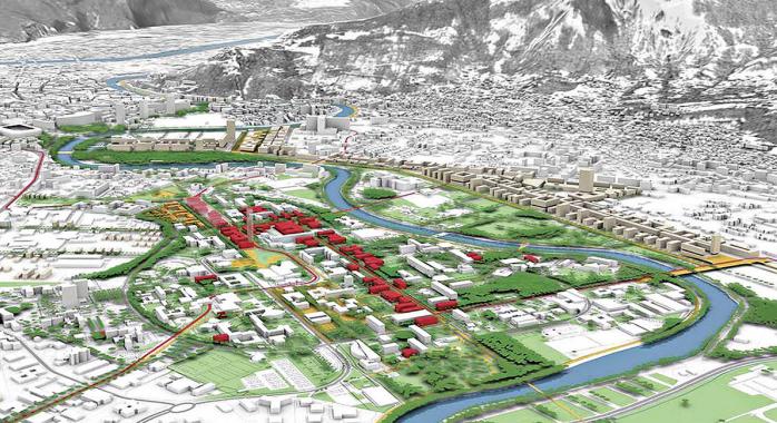 Schéma directeur d’aménagement d’intégration urbaine et de développement durable du Campus Est ©INterland - Architecture Urbanisme Paysage