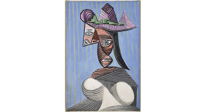 Buste de femme au chapeau rayé, 3 juin 1939 © RMN-Grand Palais / Mathieu Rabeau © Succession Picasso 2019