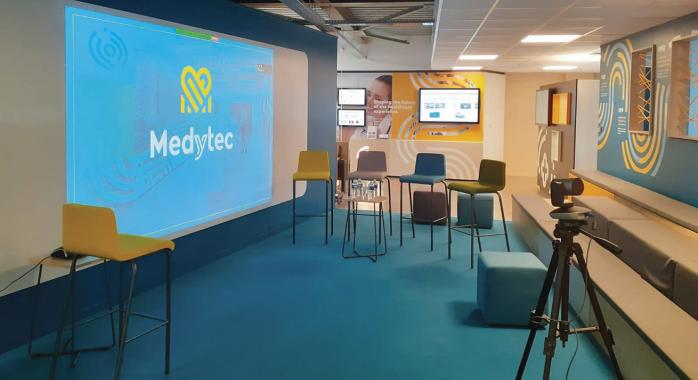 L’espace conférence de Medytec, lieu fédérateur de la filière medtech du bassin grenoblois, implanté à Biopolis.