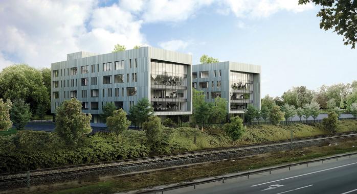 Le futur immeuble d bureaux d'Artelia, à Echirolles © ED Architecture Visualiza Le futur immeuble d bureaux d'Artelia, à Echirolles
