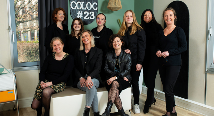 Les colocataires du « 23 » : Laura Bernard de Comasoi, Élise Beni et Jennifer Bonnard d’Holi.E Concept, Priscilla Caron de AMAAI-architecture, et Annie Frénot - © F. Ardito