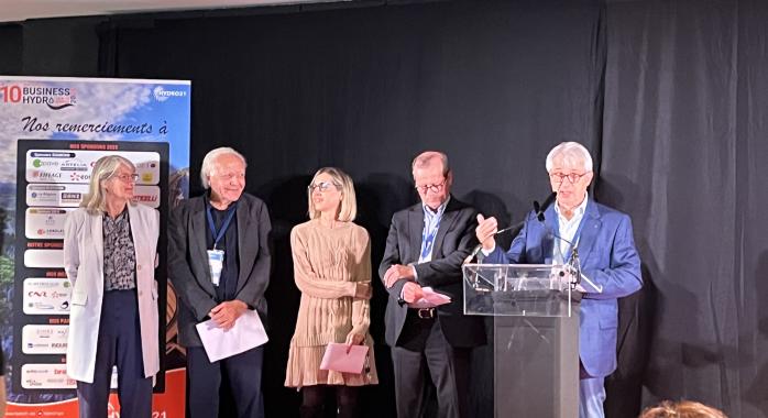 Marie-Noëlle Battistel, députée et vice-présidente de la commission des affaires économiques, Nathalie Béranger, conseillère régionale, Jean-François Clappaz, vice-président de la communauté de communes Le Grésivaudan, Pierre Verri, vice-président de Grenoble Alpes Métropole