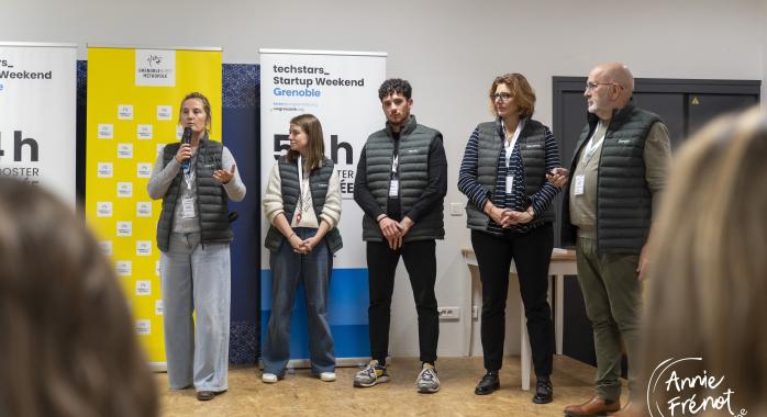 De gauche à droite : Laura Bernard, Tatiana Leroy, Dimitri Guennoun, Séverine Meyers, Serge Court