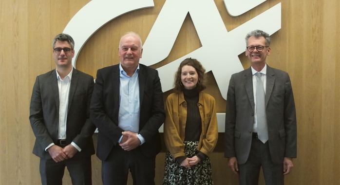 Eric Lebrat, directeur général adjoint, Jean-Pierre Gaillard, président, Cloé Nefussi, nouvelle directrice financière et Pierre Fort, directeur général du Crédit Agricole Sud Rhône Alpes