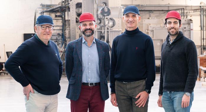 De gauche à droite : Philippe Lamotte, directeur financier, Francesco Volpe, fondateur et directeur technique, Sam Guilaumé, président, Diego Cammarano, président de la filiale italienne