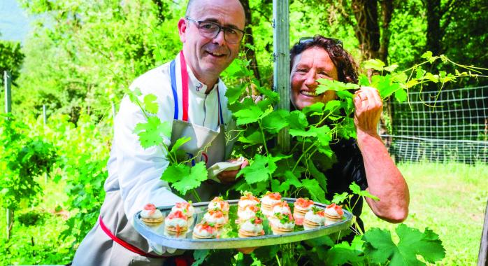 Laurent Gras, du restaurant Chez le Pèr’Gras, et Isabelle Ferron (Vignoble de la Garde), au Fontanil-Cornillon