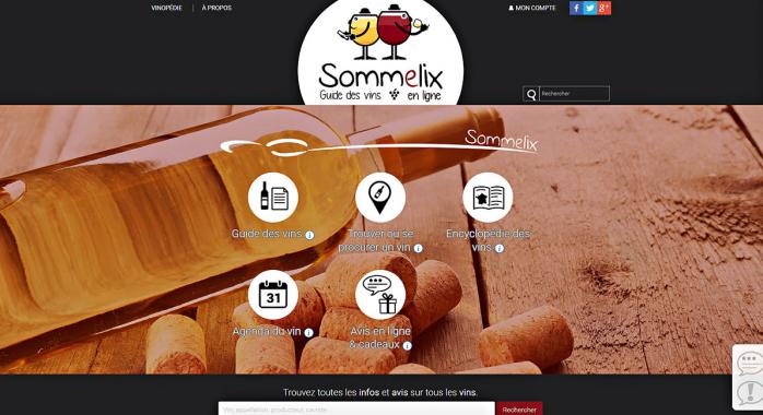 page d'accueil du site Sommelix