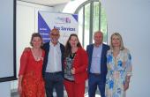 Sophie Sidos, réélue à la présidence du Medef Isère le 11 juillet, entourée de Séverine Werquin, Eric Marciano et Corinne Paris, vice-présidents, et Emmanuel Breziat, directeur général. © Medef 